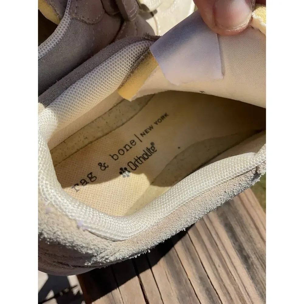 Rag & Bone Biege Suede Low Top Sneakers Womens Hook Loop Streetwear Size 37